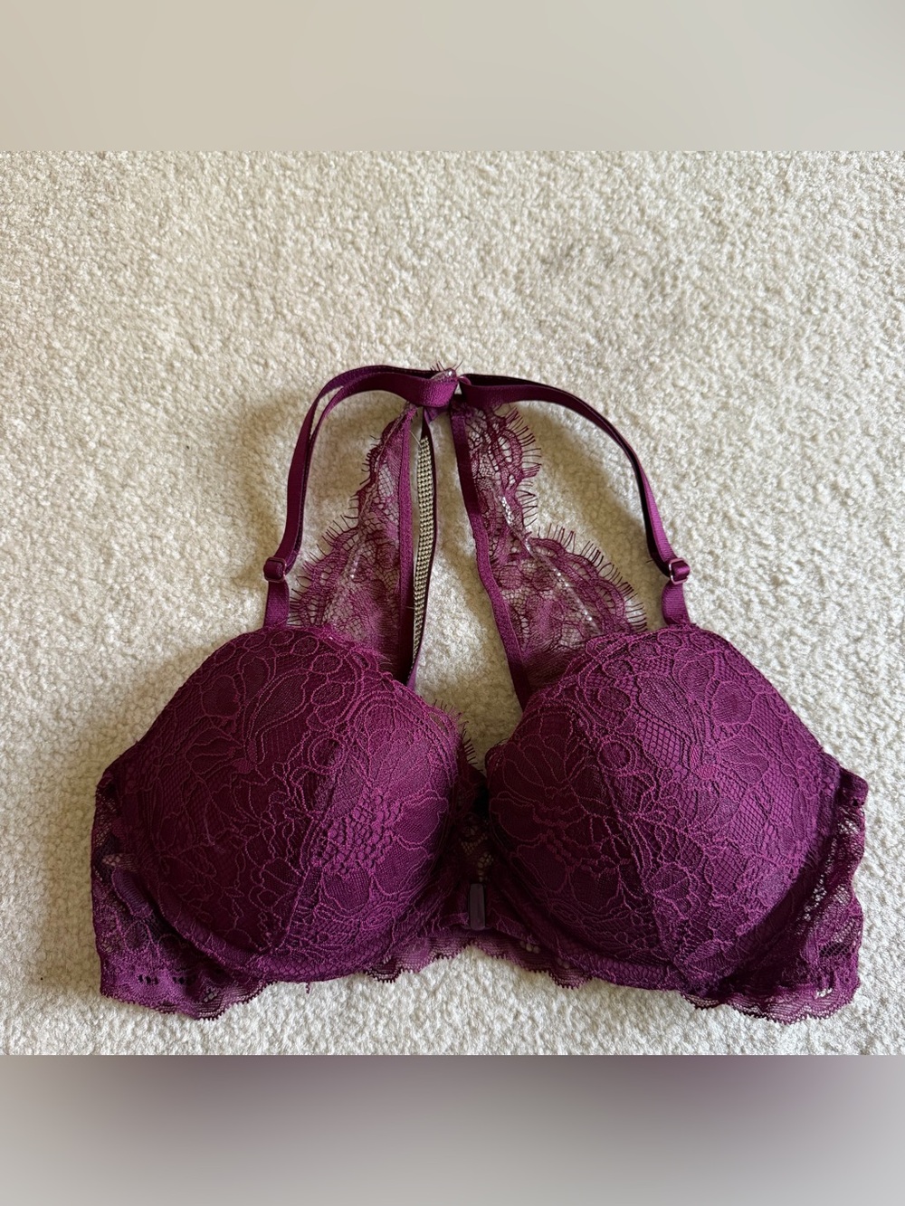 Victoria's Secret Lace Racerback Push-Up Bra in Plum